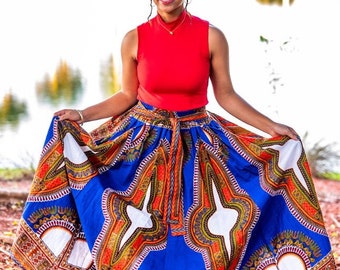 Dashiki Maxi Wrap Skirt Colorful One Size Fits Most - S-XL - Combine Orders for Free Shipping