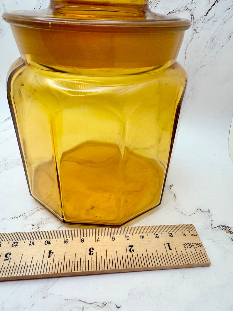 Vintage L. E. Smith Amber Panel Canister, Amber Glass Kitchen Storage