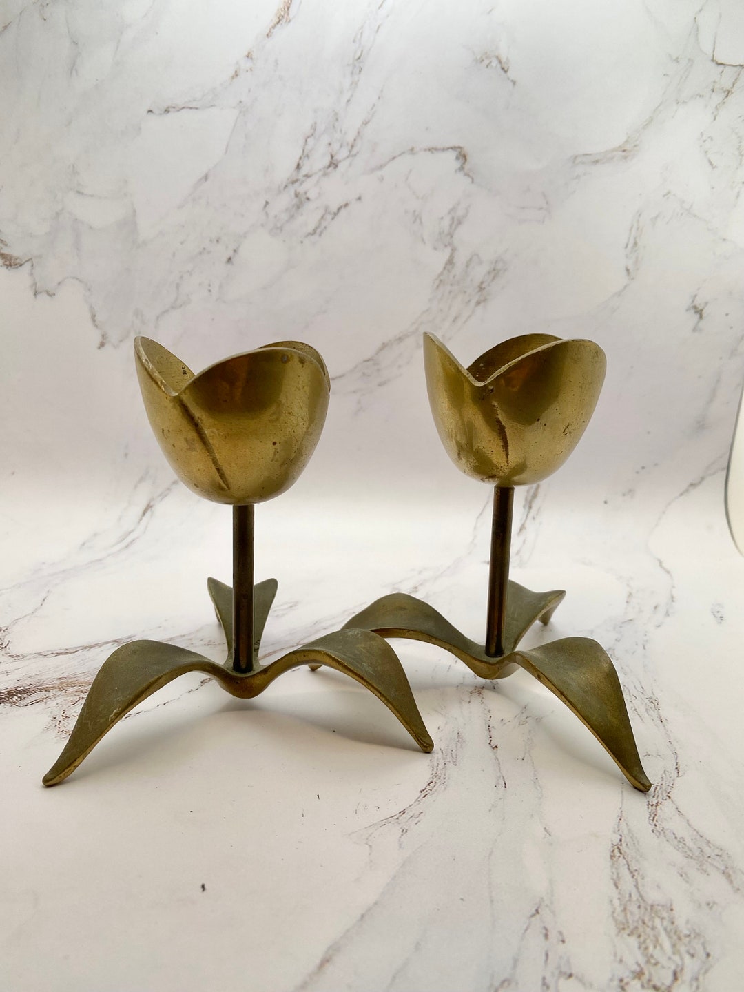Brass Tulip Candle Holders Flowers You Cant Kill Hollywood Etsy