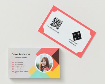 Digital Business Card Template | High-quality PDF | QR Code | Print-ready file