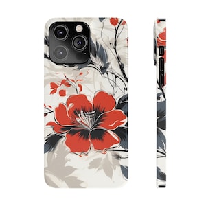 Sumi-e Japanese Flowers Slim Phone Case for iphone 14 Pro Max 13 Pro Max 12 11 X XR XS 8 7 Flexible Phone Case Low Profile iphone Case