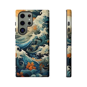 Japanese Wave Paisley Style Tough Case for Samsung Galaxy 23 Ultra Plus Galaxy S22 Ultra S21 S21 Fe S20+ S20 Fe Great Wave Phone Case