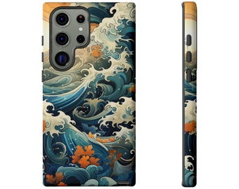 Funda resistente estilo Paisley con ondas japonesas para Samsung Galaxy 23 Ultra Plus Galaxy S22 Ultra S21 S21 Fe S20 + S20 Fe, funda para teléfono Great Wave