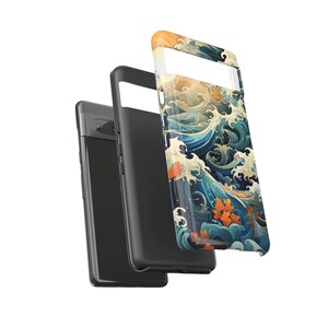 Japanese Waves Painting Tough Case for Google Pixel 7 Case Pixel 6 Pro Case Pixel 5 5G Phone Case Paisley Pattern Japanese Google Pixel Case image 3