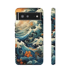 Japanese Waves Painting Tough Case for Google Pixel 7 Case Pixel 6 Pro Case Pixel 5 5G Phone Case Paisley Pattern Japanese Google Pixel Case image 7
