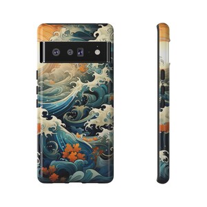 Japanese Waves Painting Tough Case for Google Pixel 7 Case Pixel 6 Pro Case Pixel 5 5G Phone Case Paisley Pattern Japanese Google Pixel Case image 5