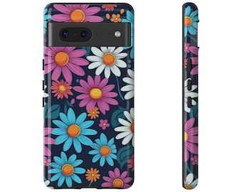 Färgglatt blommigt prästkragemönster Tufft skal för Google Pixel 7 Google Pixel 6 Pro Google Pixel 6 Google Pixel 5 5G-skal Minimalistiska blommor
