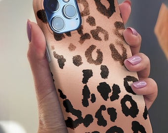 Rose Gold Cheetah Print Tough Phone Case for iPhone 14 Pro Max 14 Pro Case 14 Plus iphone 14 13 12 11 X XR XS Mini iphone 8 7 Animal Print