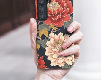 Antique Flower Pattern Tough Phone Case for Samsung Galaxy 23 Ultra Case s23 Plus Case S22 S21 FE S20 S20+ S10 S10E Japanese Floral
