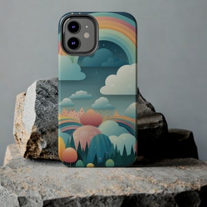Boho Regenbogen, Boho Wolken Tough Case für Iphone 14 Pro Max 13 12 11 Pro Mini X XR XS Max iphone 8 Matte Glossy Case Boho Style Phone Case