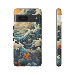 Japanese Waves Painting Tough Case for Google Pixel 7 Case Pixel 6 Pro Case Pixel 5 5G Phone Case Paisley Pattern Japanese Google Pixel Case image 4