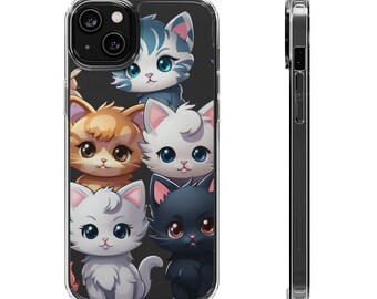 Clear Anime Style Kitten phone case for iphone 14 13 12 iphone 14 Pro Max Clear Case 14 Plus 14 Pro 13 Mini Case 13 Pro Anime Phone Case