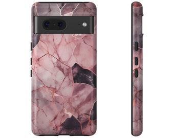 Rose Gold Cracked Marble Tough Case for Google Pixel 7 Google Pixel 6 Pixel 6 Pro Google Pixel 5 5G Case Minimalist Phone Case Luxury