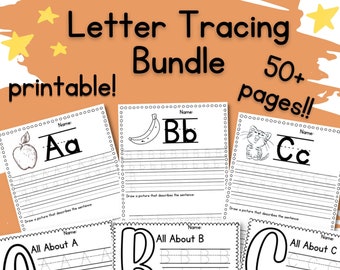 pre k 5 worksheets 50+ Printable Alphabet Letter Worksheets | Upper & Lowercase | BUNDLE