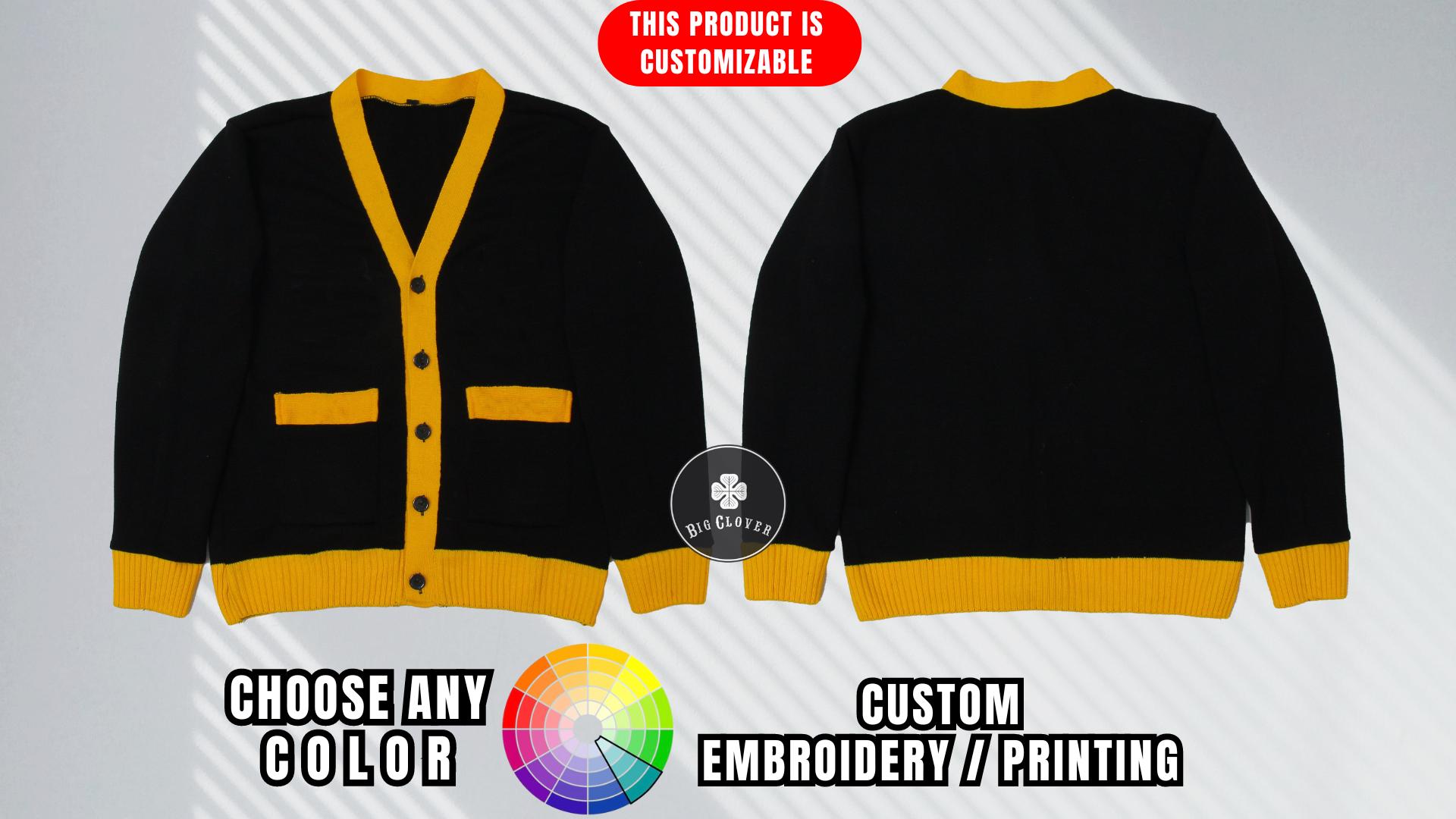 Personalized Embroidered Knit Cardigan: School Letterman Sweater 