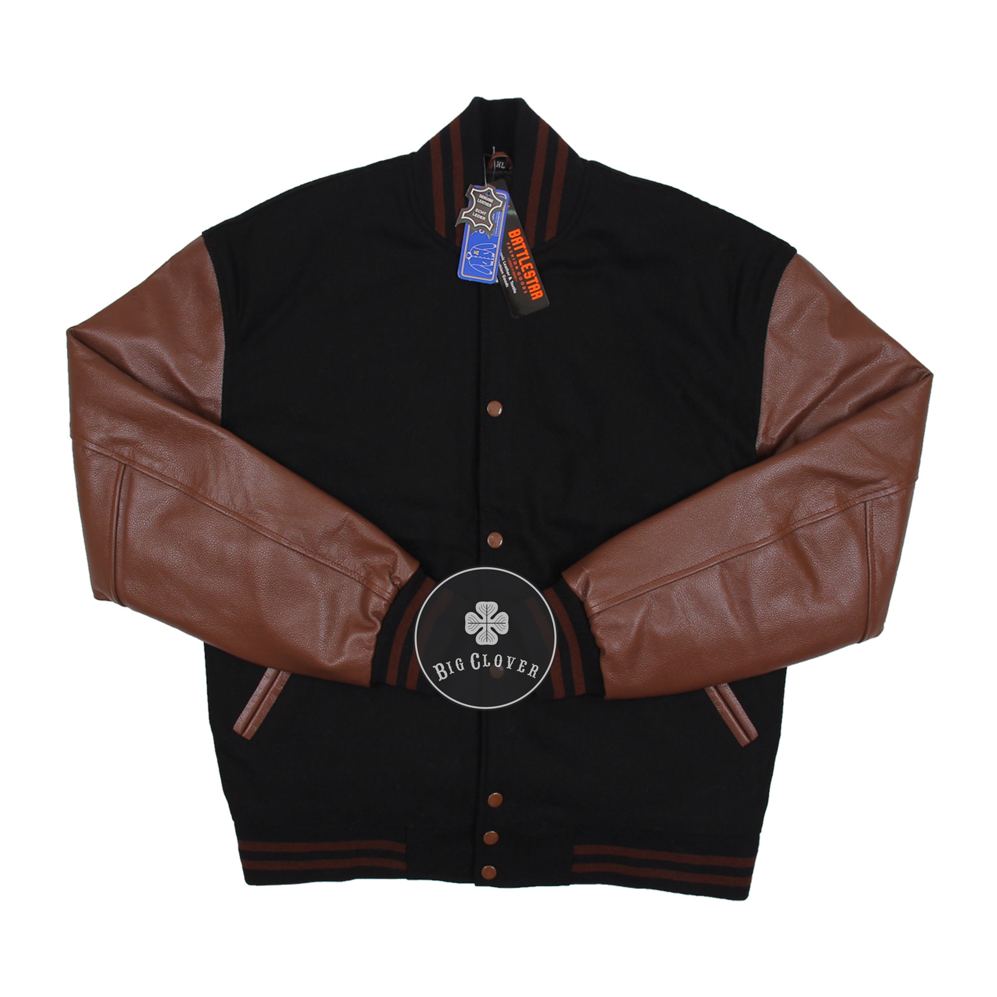 Handmade Beige Wool Body Blue Cowhide Leather Sleeves Personalized