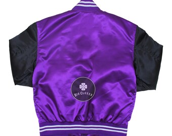 Purple satin baseball jacket hotsell
