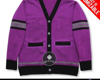 Custom Knit Cardigan with School Logo Unisex College Cheerleader Graduation Gift Sweater
