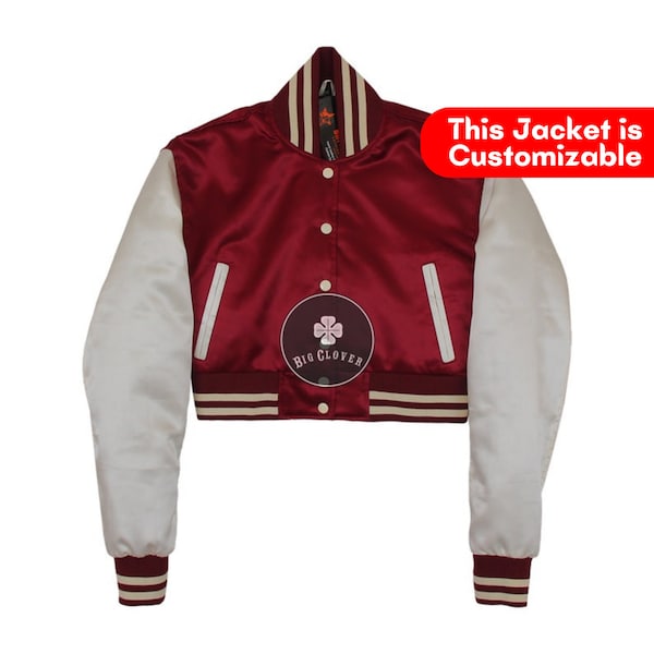 Handmade Maroon & Off White Satin High School Letterman Baseball Bomber Blank Mid Season Varsity Streetwear College Jacket