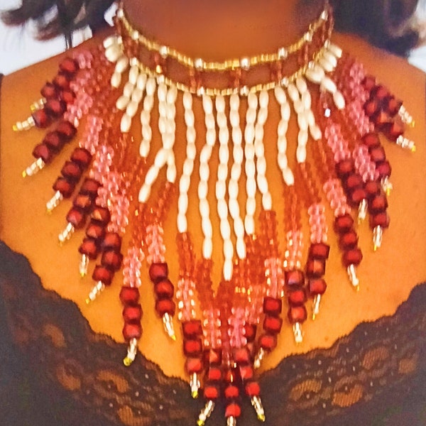 Parure de bijoux africains Collier ras de cou et Boucles d'oreilles - Bijoux  exceptionnels pour femme  - Thème bohème chic