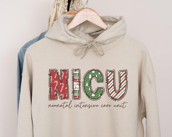 NICU Nurse Christmas Hoodie Sweater Gift, Christmas NICU Squad Holiday Hoodie Sweatshirt, Neonatal Icu Nurse Xmas Hoodie Gift for NICU Nurse