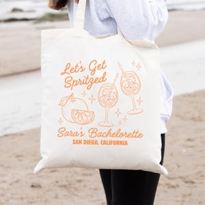 Aperol Spritz Bachelorette Tote Bag,Custom Euro Summer Bach Party Favor,Orange Citrus Cocktail Bride Gift Bag,Personalized Bridal Party Tote