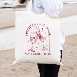 CUSTOM Wine Bachelorette Tote Bag, Personalized Winery Canvas Tote Bag, Napa Sonoma Girls Weekend Bach Party Bag, Wine Wedding Favor Gift
