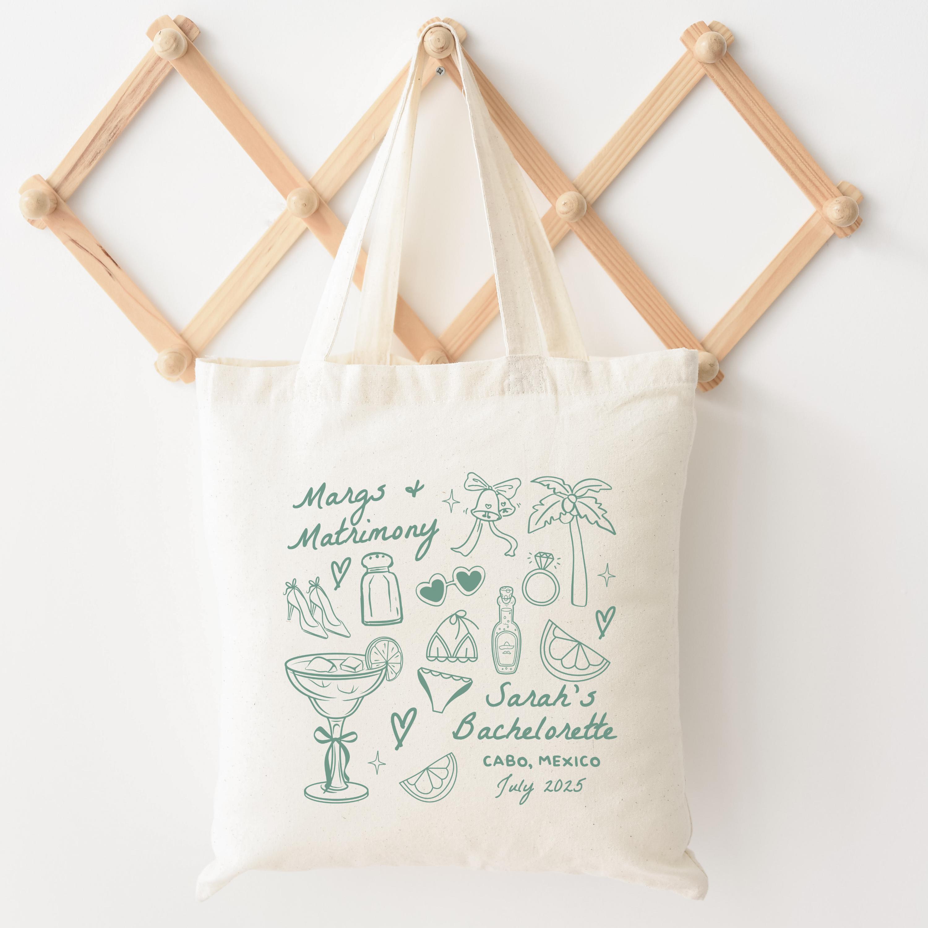 Margs and Matrimony Bachelorette Tote Bag,personalized Last Fiesta ...