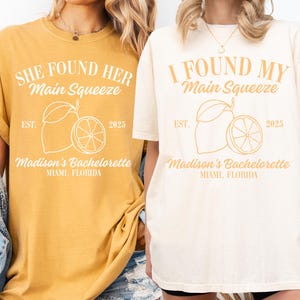 Main Squeeze Lemon Bachelorette Comfort Colors® Custom Shirt, Lemon Citrus Funny Bachelorette Party Shirt, Lemon Themed Bach Bride T-Shirt