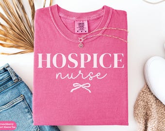 Comfort Colors® Hospice Nurse Bow Shirt, Palliative Care Nurse Sweatshirt, Hospice Rn Crewneck Sweater, Hospice Nursing Tee Coworker Gift