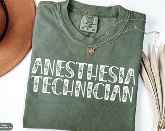 Anesthesia Technician Floral Boho Comfort Colors® Shirt, Anesthesia Tech Tee, Spring Tech Sweatshirt, Anesthesia Squad Tee, Tech Grad Gift
