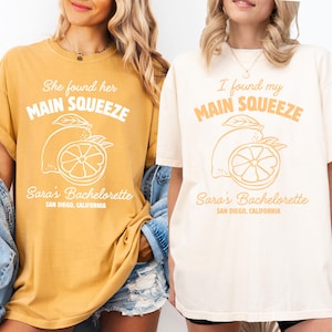 Main Squeeze Lemon Bachelorette Comfort Colors® Custom Shirt, Lemon Citrus Bachelorette Party Shirt, Favor, Lemon Themed Bach Bride T-Shirt