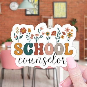 Boho Floral School Counselor Sticker Gift, Wildflowers School Counselor Laptop Sticker, School Staff Coworker Gift, School Counselor Decal