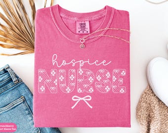 Comfort Colors® Hospice Nurse Bow Shirt, Palliative Care Nurse Sweatshirt, Hospice Rn Crewneck Sweater, Hospice Nursing Tee Coworker Gift