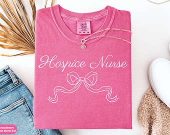 Comfort Colors® Hospice Nurse Bow Shirt, Palliative Care Nurse Sweatshirt, Hospice Rn Crewneck Sweater, Hospice Nursing Tee Coworker Gift
