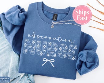 Sudadera Lace Coquette para enfermera de observación, suéter de cuello redondo con lazo para enfermera de observación, camiseta para enfermera registrada de observación, regalo para compañera de trabajo de enfermería de observación