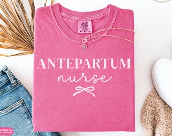 Antepartum Nurse Coquette Bow Comfort Colors® Shirt, High Risk OB Nurse Sweatshirt, Perinatal Nurse Long Sleeve Tee, Obstetric Nurse Gift