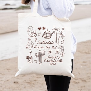 Scottsdale Bachelorette Tote Bag, Desert Bride Party Favor, Scottsdale Bach Trip Gift Bag, Arizona Bachelorette Party Tote Gift for Bride