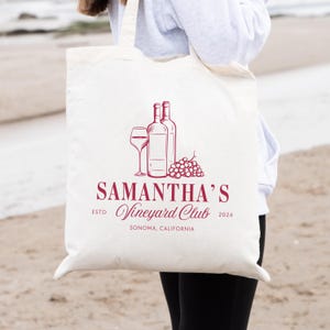 CUSTOM Wine Bachelorette Tote Bag, Personalized Winery Canvas Tote Bag,Napa Sonoma Girls Weekend Bach Party Bag,Wine Bachelorette Favor Gift