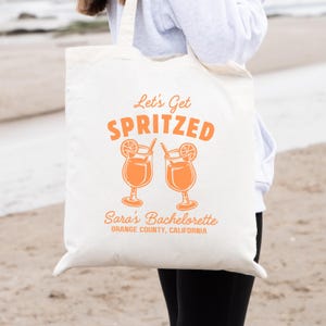Aperol Spritz Bachelorette Tote Bag,Custom Euro Summer Bach Party Favor,Orange Citrus Cocktail Bride Gift Bag,Personalized Bridal Party Tote