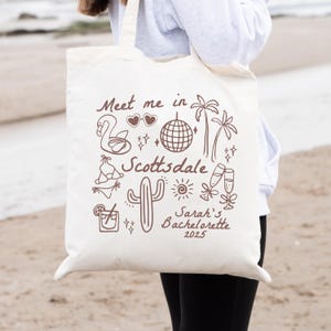 Scottsdale Bachelorette Tote Bag, Custom Arizona Tote, Scottsdale Girls Trip Tote, Desert Bridal Party Bag Gift, Bride Bridesmaid Bach Favor