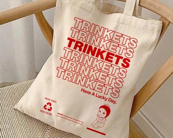 Trinket Lover Tote Bag Sonny Angel Book Bag Trinkets Person Cotton Canvas Tote Kewpie Cherub Grocery Bag Thank You Sonny Angel Lover Gift