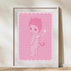 Sonny Angel Art Print Cute Pink Devil Sonny Phone Wallpaper Kewpie Cherub Poster Sonny Angel Printable Art Pink Bedroom Art DIGITAL DOWNLOAD