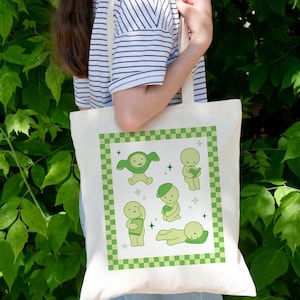 Smiski Tote Bag Sonny Engel Buch Tasche Homebody Smiski Cotton Canvas Tote Grün Kerl Einkaufstasche Geschenk Sonny Angel Lover Kewpie Cherub Tote Geschenk