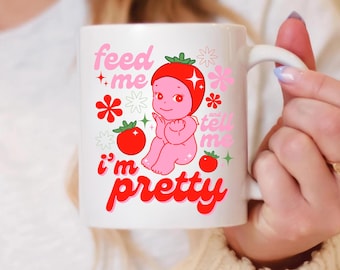 Cute Pink Sonny Angel Coffee Mug, Sonny Angel Gift Mug, Girly Kawaii Coffee Cup, Pastel Aesthetic Mug with Funny Quote, Cute Gift for Her