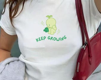 Smiski Baby Tee Trendy Y2K 90s Shirt Homebody Club Graphic Tee Cozy Smiski Gift Cute Sonny Angel Lover Plant Tee Green Guy Growth Mindset