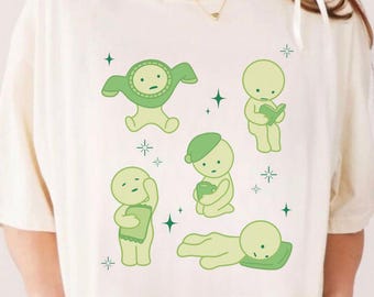 Cute Smiski Shirt Y2K 90s Homebody Club Graphic Tee Smiski Comfort Colors Oversized T-Shirt Kewpie Cherub Sonny Angel Lover Gift Green Guy