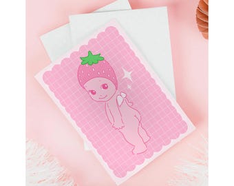 Sonny Angel Art Print Cute Pink Strawberry Sonny Printable Art Kewpie Cherub Poster Sonny Angel Pink Girly Bedroom Art DIGITAL DOWNLOAD