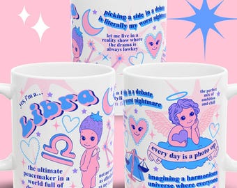 Funny Libra Zodiac Mug Sonny Angel Libra Gift Astrology Lover Ceramic Coffee Cup Kitschy Pink Cherub Astrology Art Libra Zodiac Funny Quotes