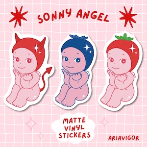 Sonny Angel Sticker Vinyl Matte Kewpie Cherub Sticker for Water Bottle Cute Die Cut Stickers Sonny Angel Waterproof Laptop Sticker Kawaii
